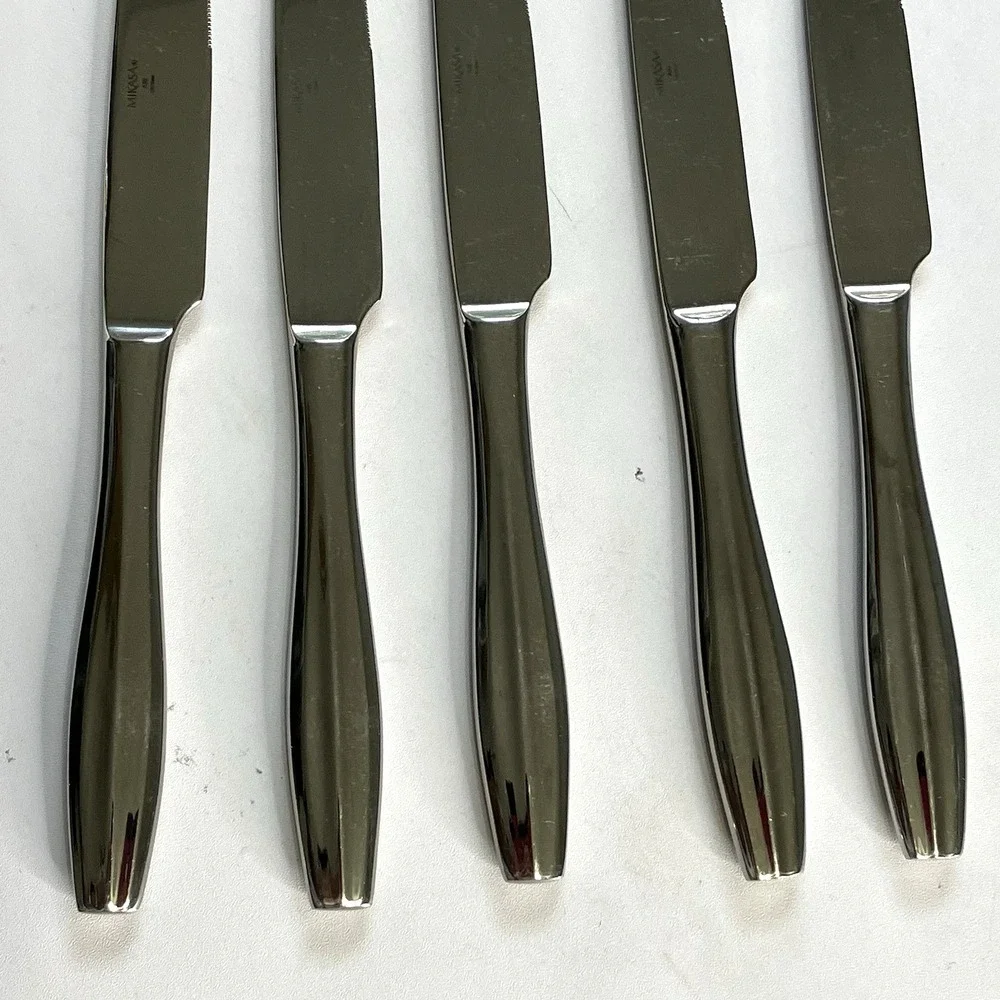 Mikasa Set of 5 Ari dinner Knife Stainless‎ Steel Flatware Replacement Serrated